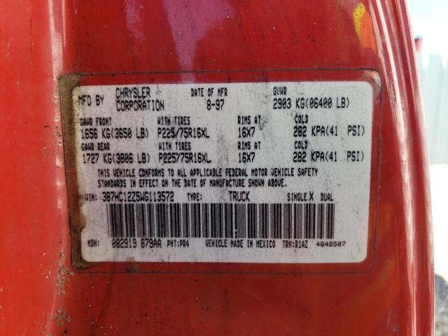 1998 Dodge Ram 1500 VIN: 3B7HC12Z5WG113572 Lot: 57963464