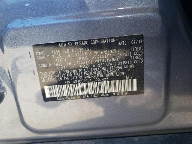 2018 Subaru Outback 2.5I Premium VIN: 4S4BSACC4J3207422 Lot: 57804974