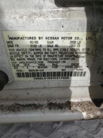 1N4DL01D4YC217450 2000 Nissan Altima Xe