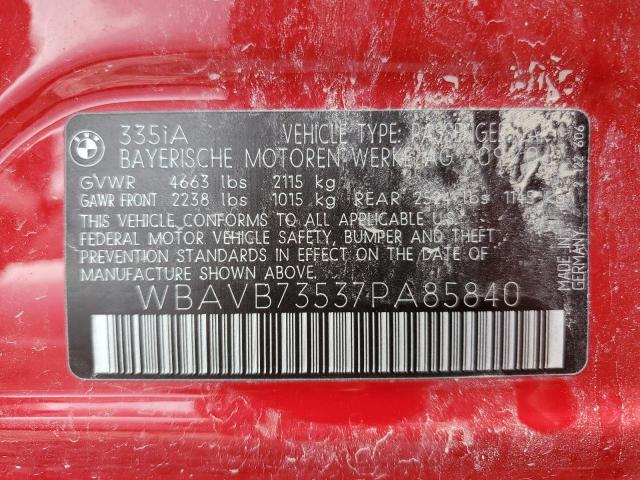 2007 BMW 335 I VIN: WBAVB73537PA85840 Lot: 60210434