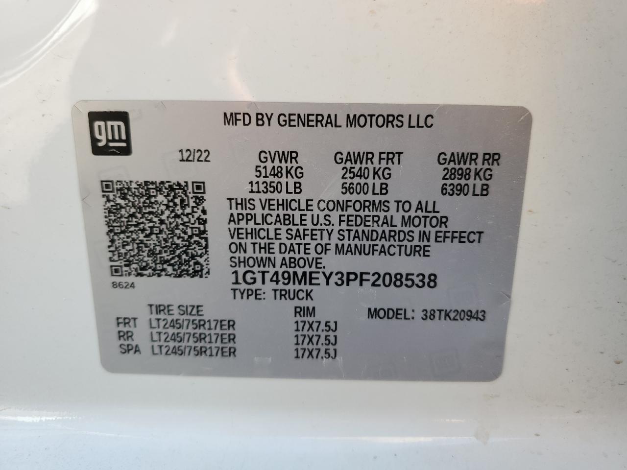 2023 GMC Sierra K2500 Sle vin: 1GT49MEY3PF208538