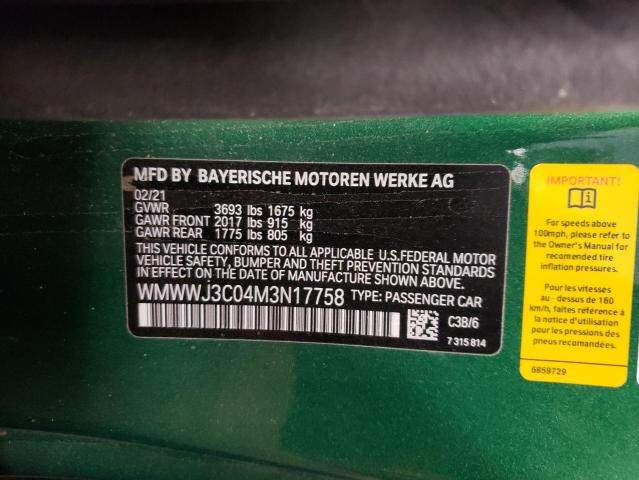 2021 MINI COOPER - WMWWJ3C04M3N17758