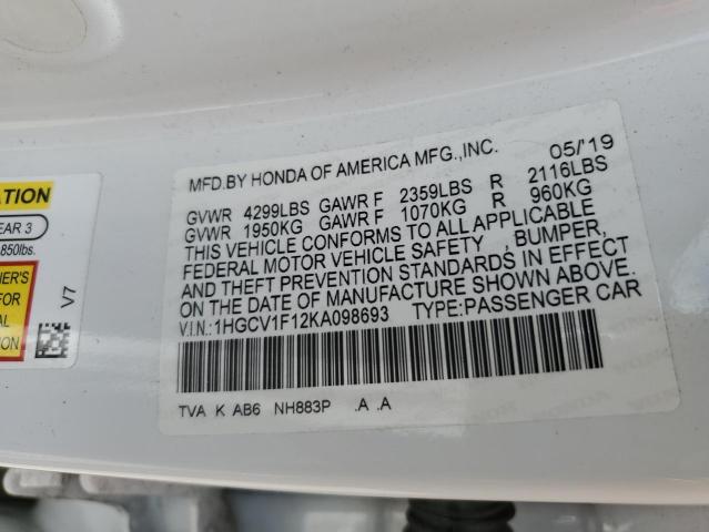 2019 HONDA ACCORD LX - 1HGCV1F12KA098693