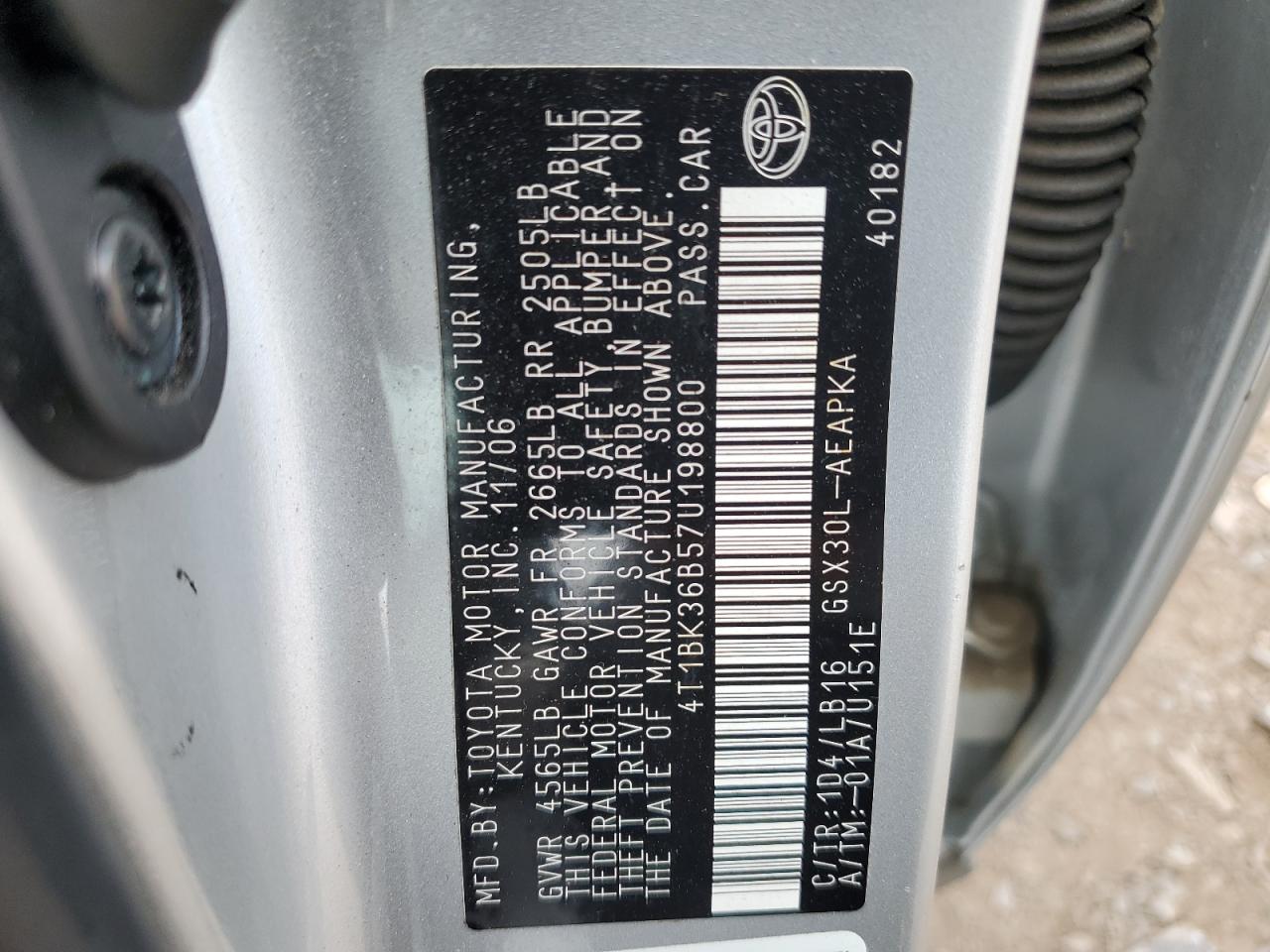 4T1BK36B57U198800 2007 Toyota Avalon Xl