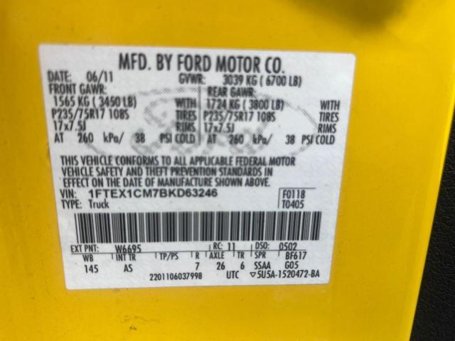 2011 Ford F150 Super Cab VIN: 1FTEX1CM7BKD63246 Lot: 61561934