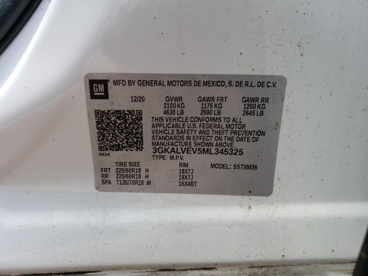 3GKALVEV5ML345325 2021 GMC Terrain Slt