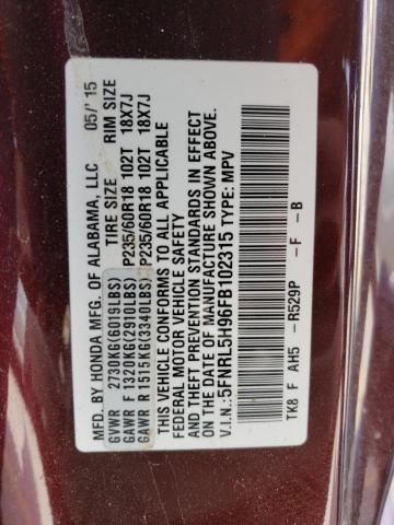 2015 HONDA ODYSSEY TO - 5FNRL5H96FB102315