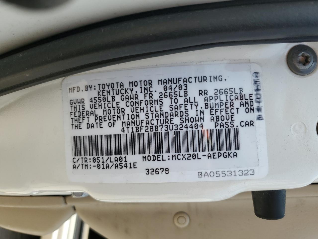 4T1BF28B73U324404 2003 Toyota Avalon Xl