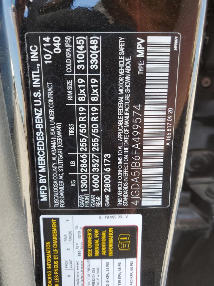 4JGDA5JB6FA499574 2015 Mercedes-Benz Ml 350