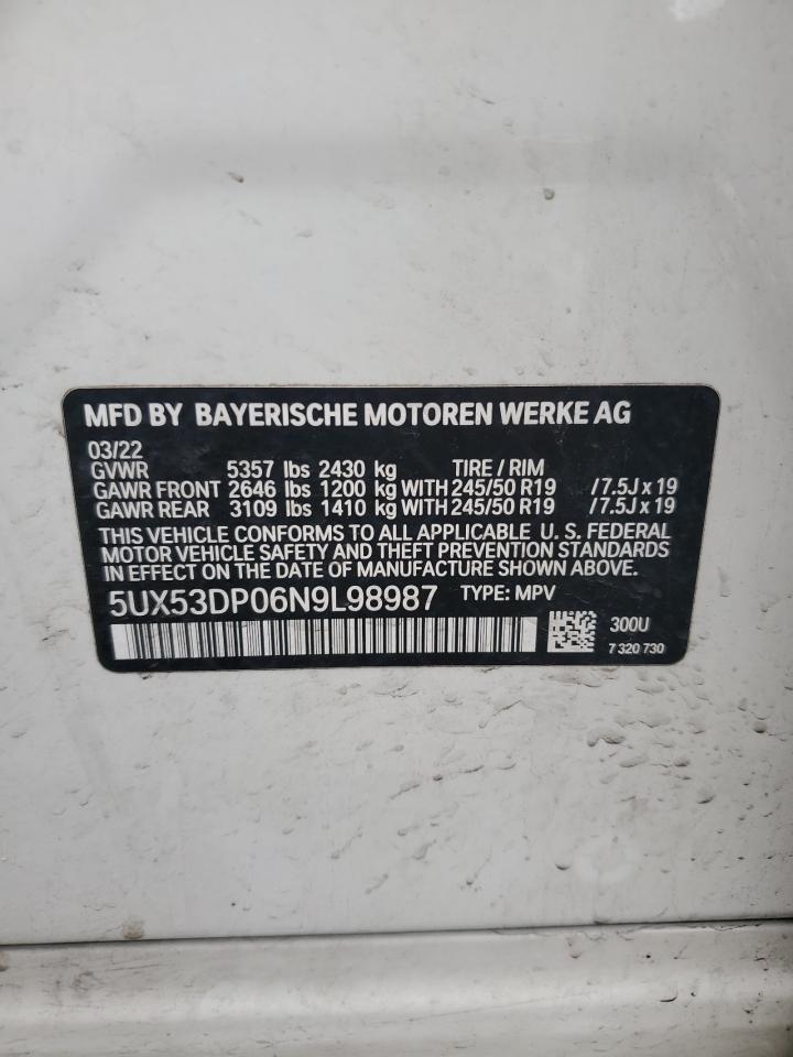 5UX53DP06N9L98987 2022 BMW X3 xDrive30I