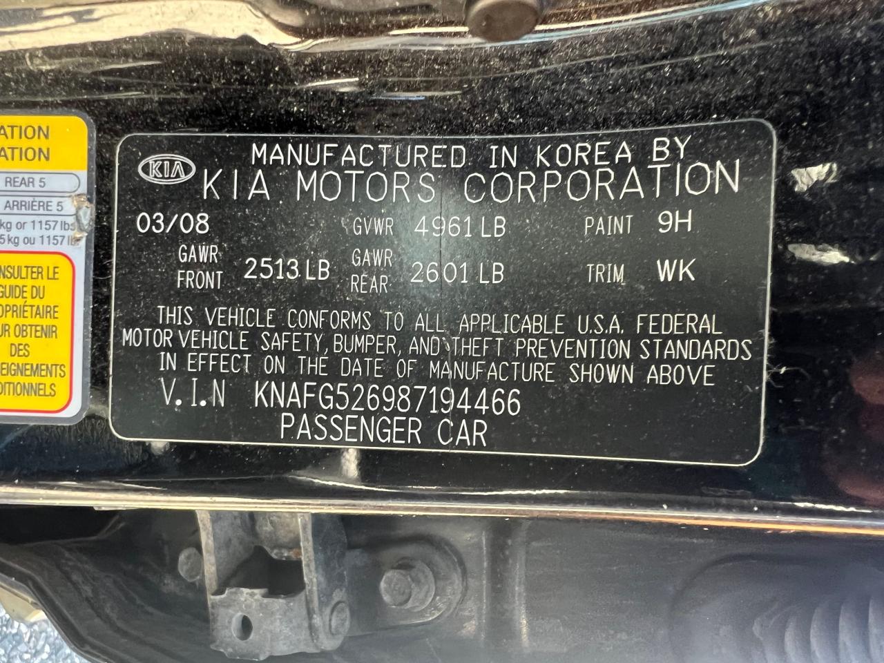 KNAFG526987194466 2008 Kia Rondo Lx