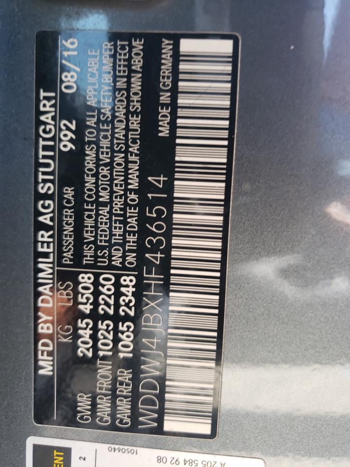 WDDWJ4JBXHF436514 2017 Mercedes-Benz C 300