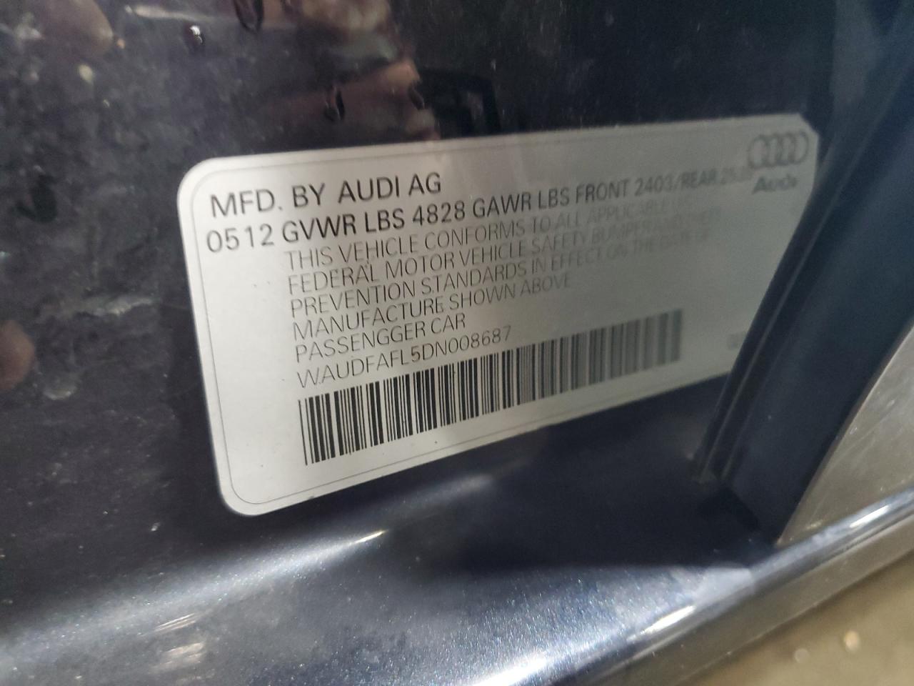 WAUDFAFL5DN008687 2013 Audi A4 Premium