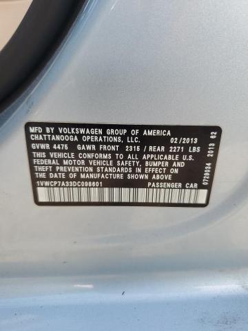2013 Volkswagen Passat Sel VIN: 1VWCP7A33DC098601 Lot: 60688744