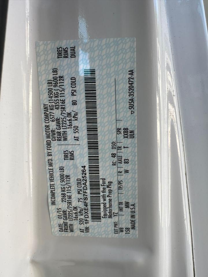 1FDXE4FS7FDA25264 2015 Ford Econoline E450 Super Duty Cutaway Van