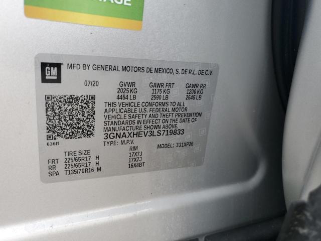 2020 Chevrolet Equinox Ls VIN: 3GNAXHEV3LS719833 Lot: 57905864