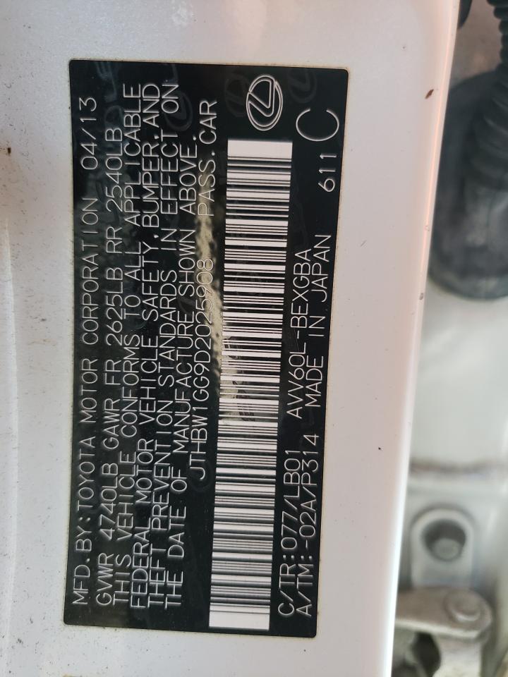 JTHBW1GG9D2025908 2013 Lexus Es 300H