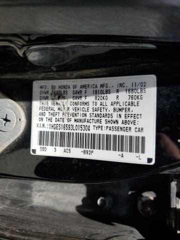 2003 Honda Civic Lx VIN: 1HGES16593L015304 Lot: 58847344