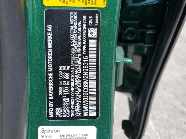 2021 Mini Cooper S VIN: WMWXU9C08M2N98316 Lot: 57972844