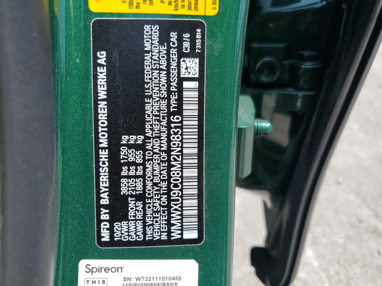 WMWXU9C08M2N98316 2021 Mini Cooper S