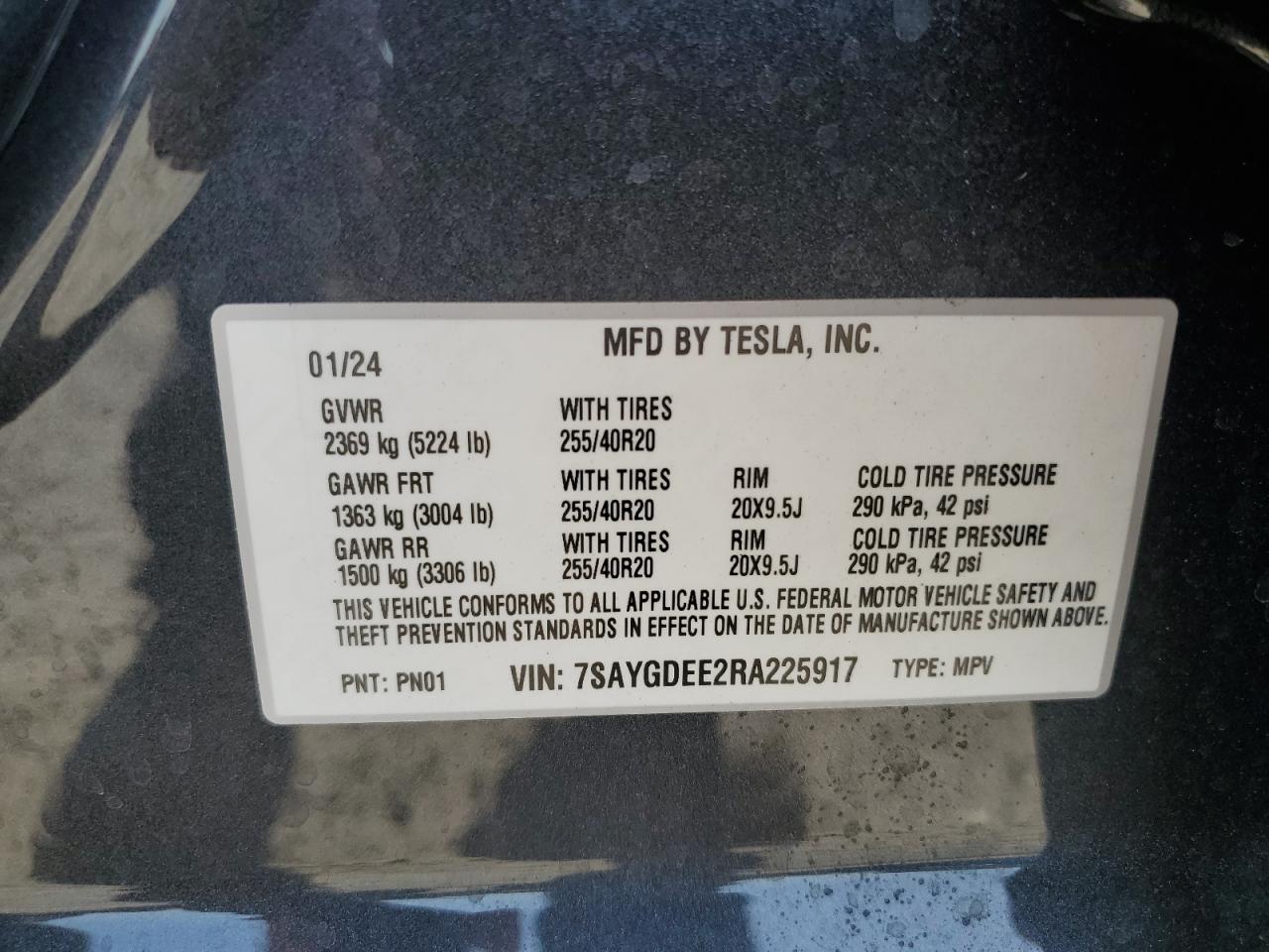 7SAYGDEE2RA225917 2024 Tesla Model Y