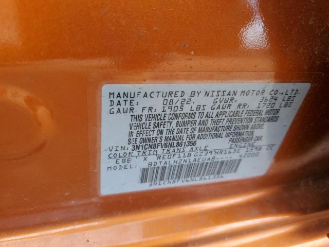 2022 Nissan Versa Sr VIN: 3N1CN8FV6NL861356 Lot: 57387244