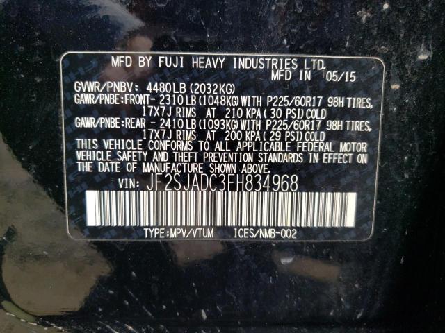 2015 Subaru Forester 2.5I Premium VIN: JF2SJADC3FH834968 Lot: 58486624