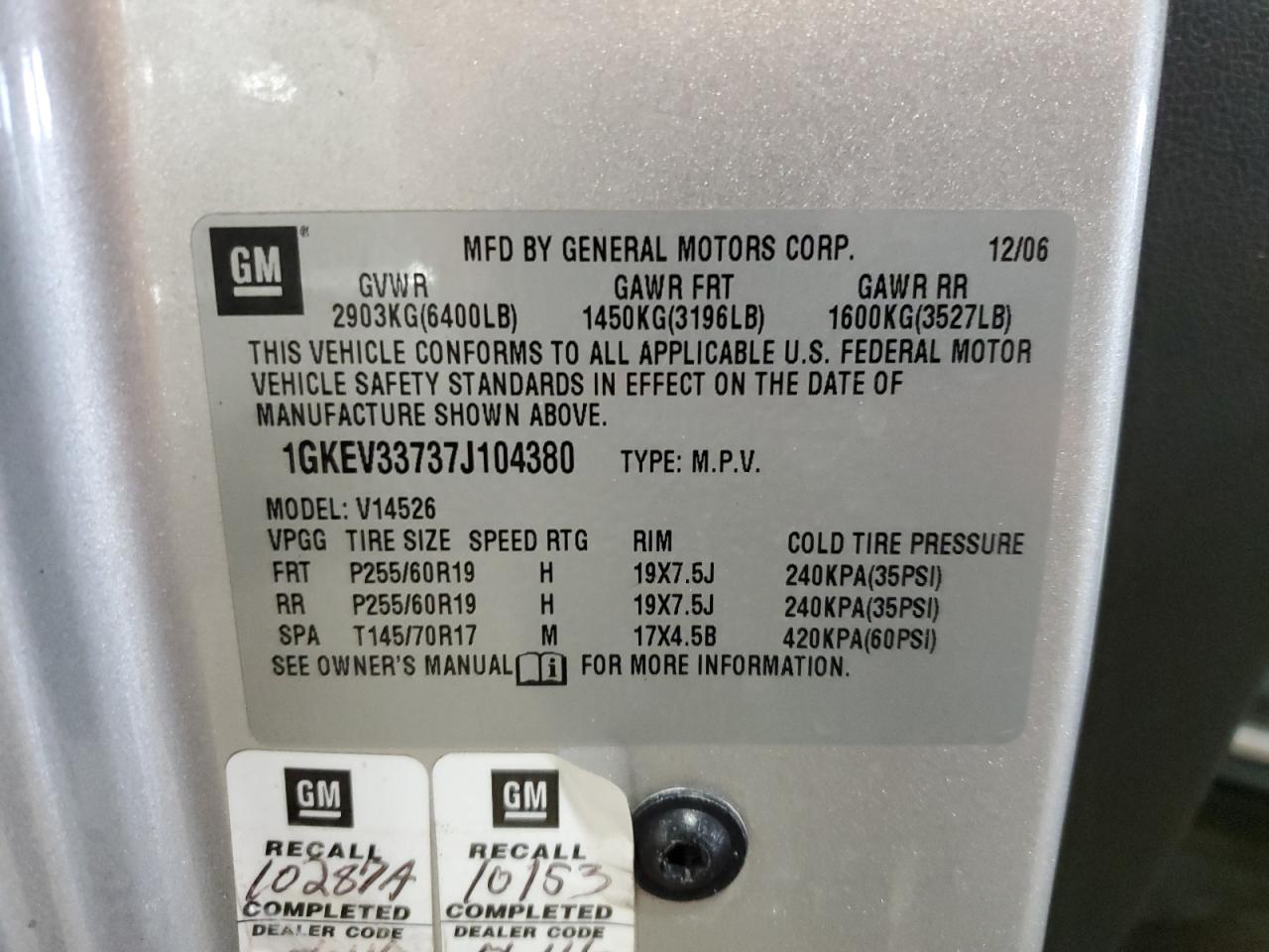 1GKEV33737J104380 2007 GMC Acadia Slt-2