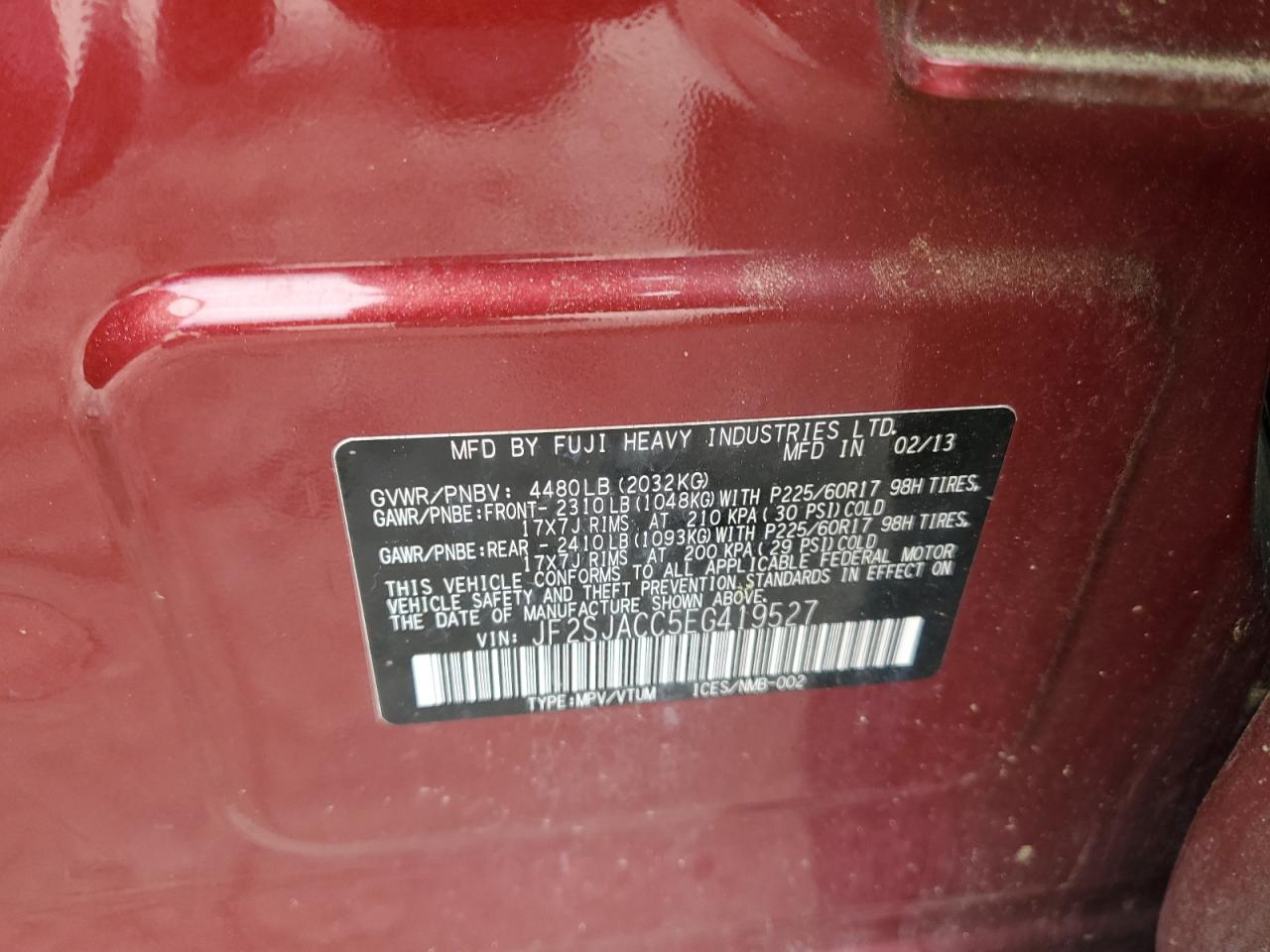 JF2SJACC5EG419527 2014 Subaru Forester 2.5I Premium