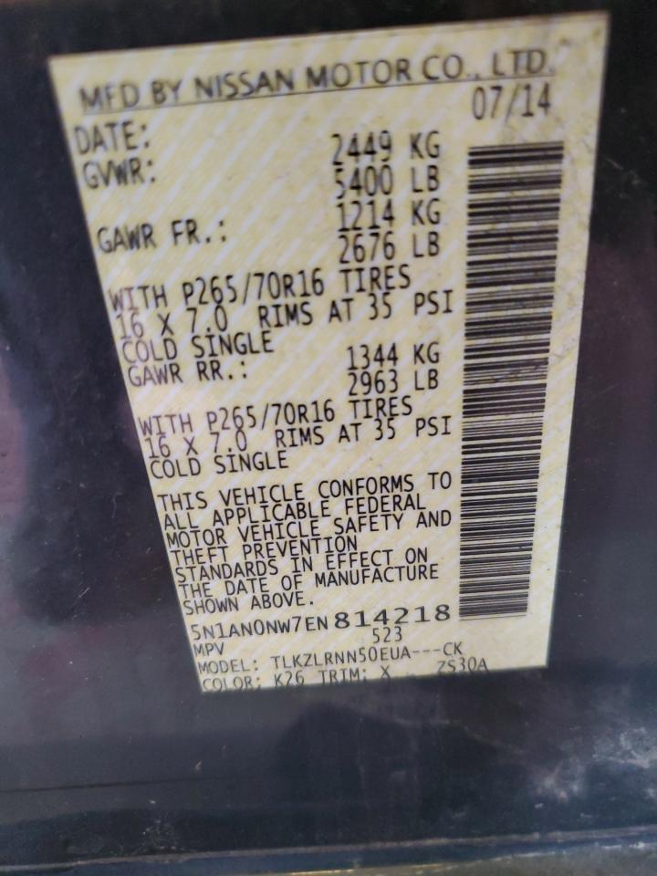 5N1AN0NW7EN814218 2014 Nissan Xterra X