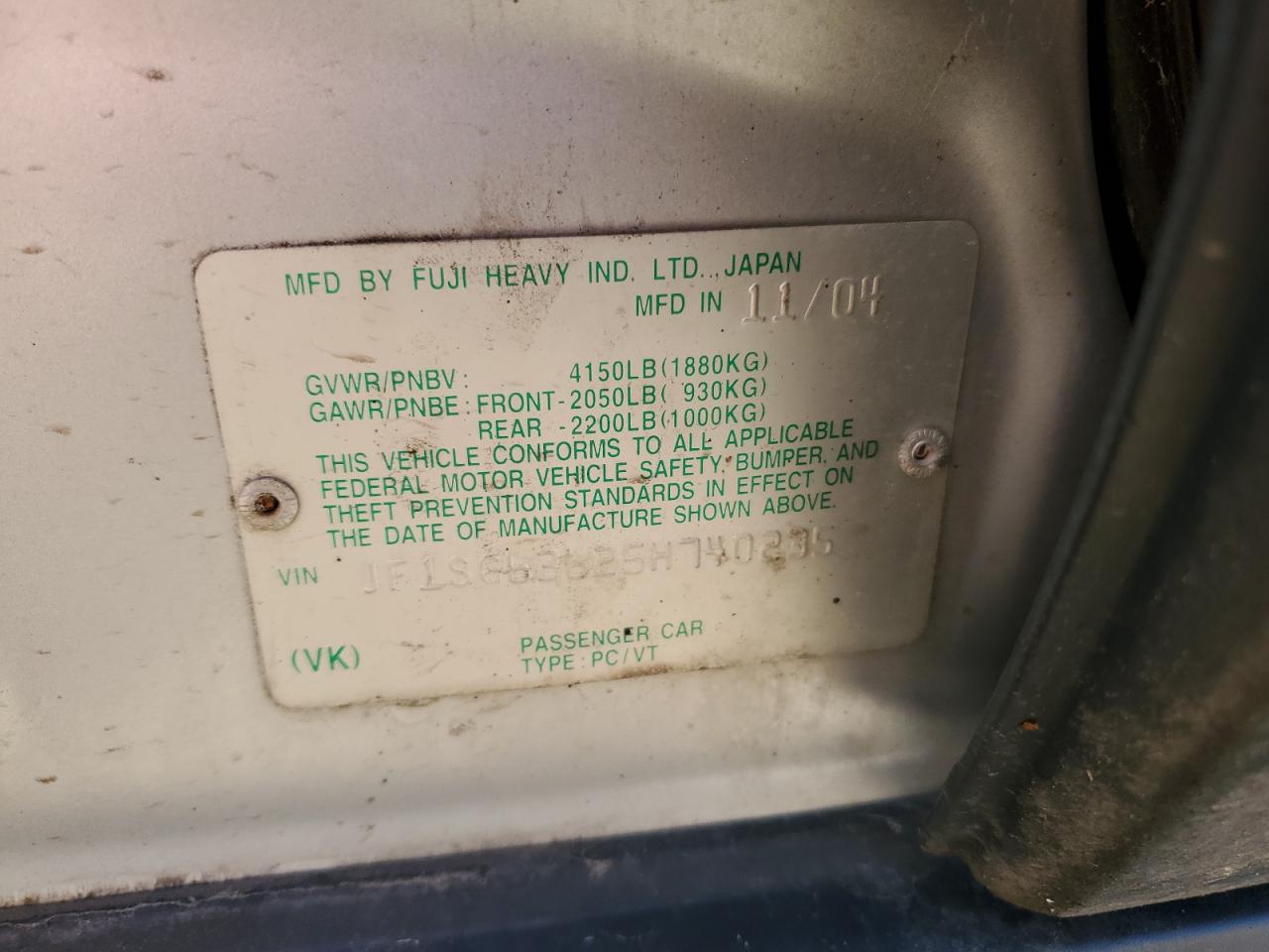 JF1SG63625H740235 2005 Subaru Forester 2.5X