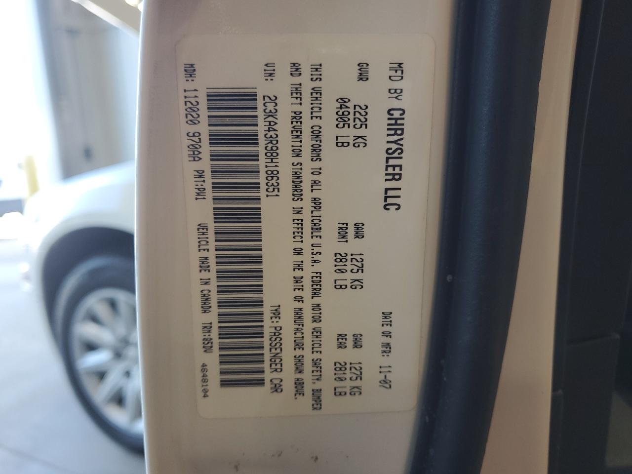 2C3KA43R98H186351 2008 Chrysler 300 Lx