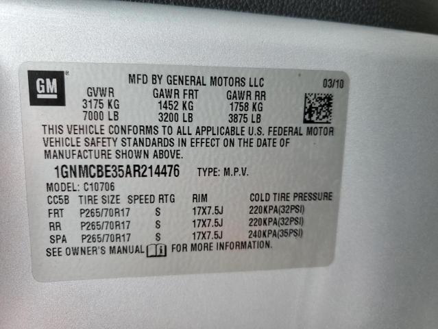 2010 Chevrolet Tahoe C1500 Lt VIN: 1GNMCBE35AR214476 Lot: 57860654