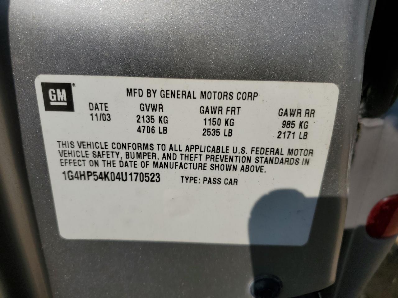 1G4HP54K04U170523 2004 Buick Lesabre Custom