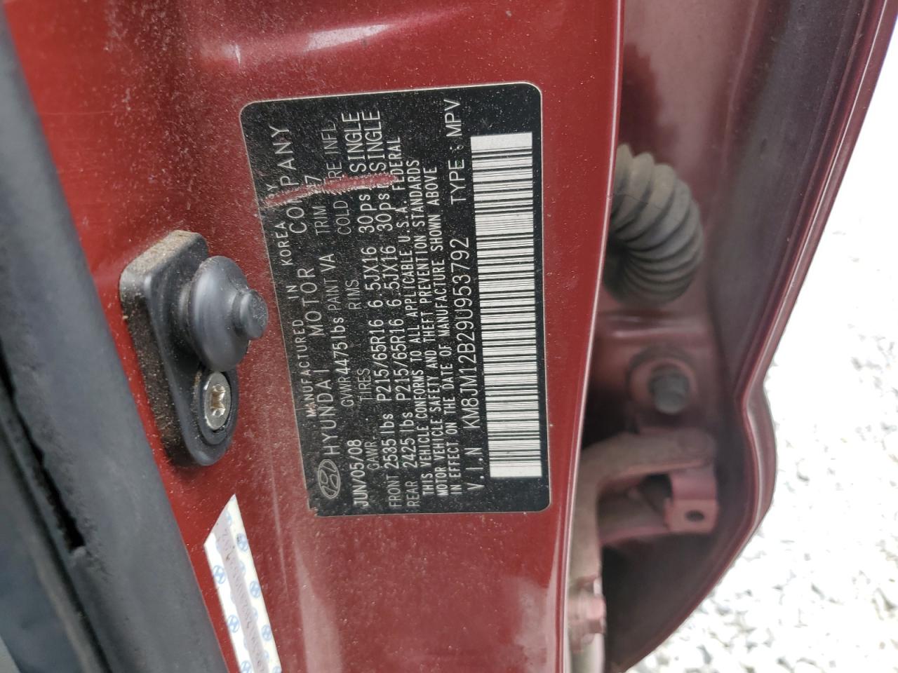 KM8JM12B29U953792 2009 Hyundai Tucson Gls