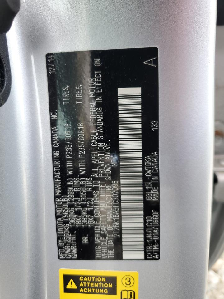 2T2BK1BA5FC302098 2015 Lexus Rx 350 Base