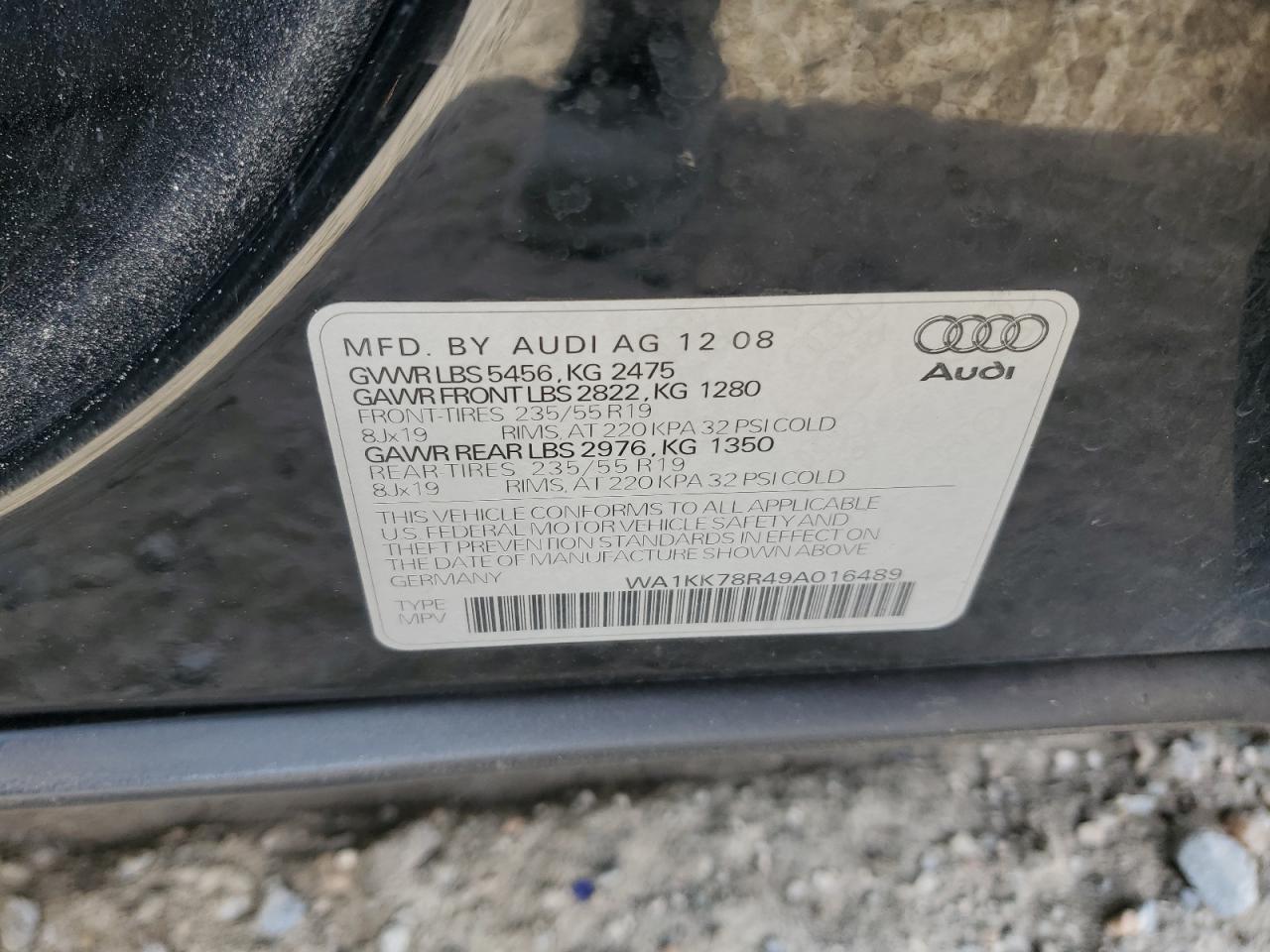 WA1KK78R49A016489 2009 Audi Q5 3.2