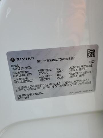 2023 Rivian R1S Launch Edition VIN: 7PDSGABL3PN007144 Lot: 58176634