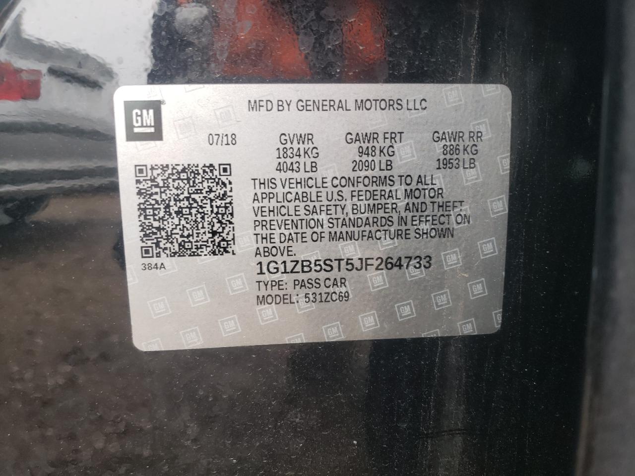 1G1ZB5ST5JF264733 2018 Chevrolet Malibu Ls