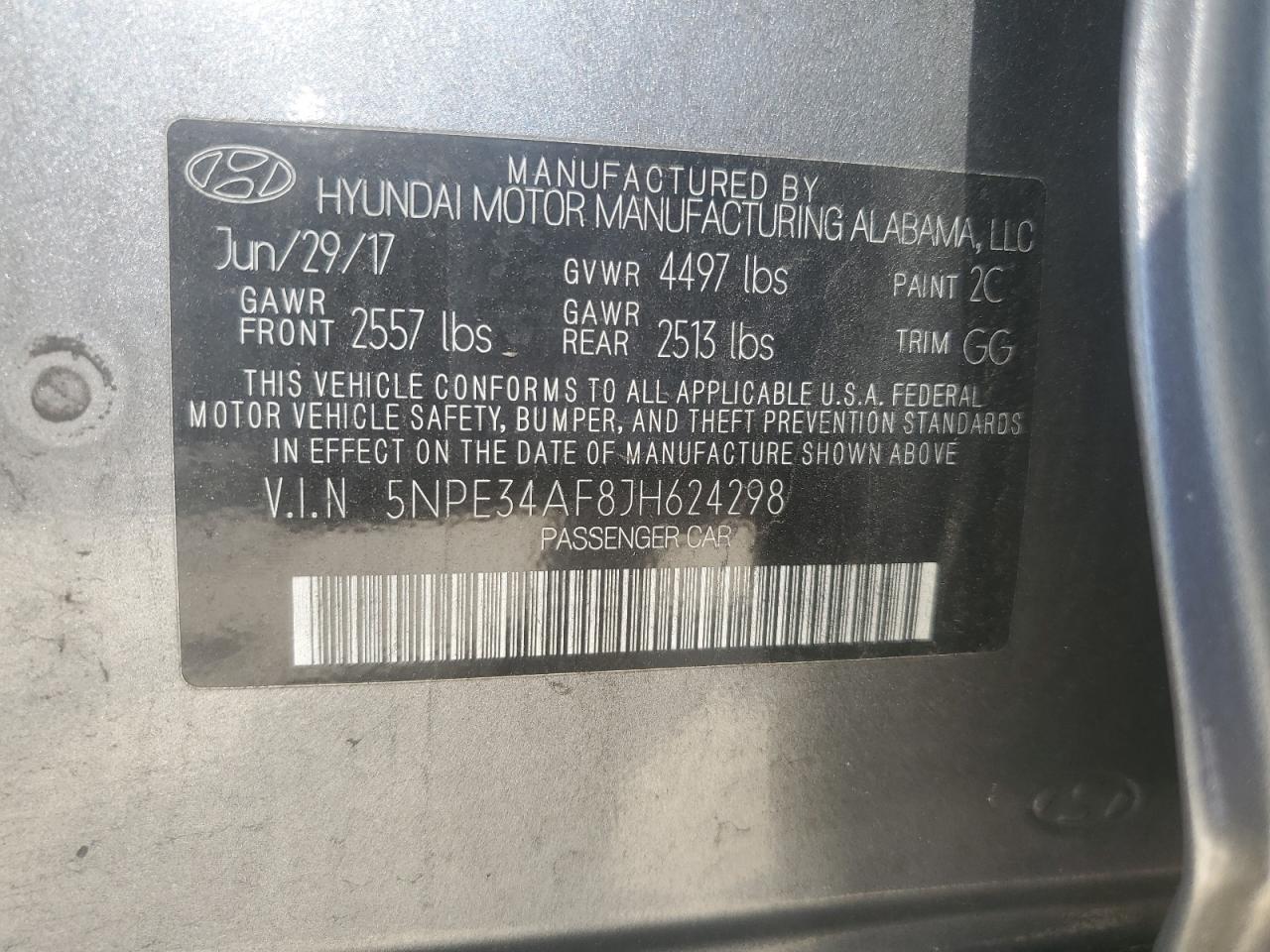 5NPE34AF8JH624298 2018 Hyundai Sonata Sport