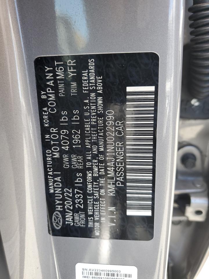 KMHLM4AJ1NU022990 2022 Hyundai Elantra Blue