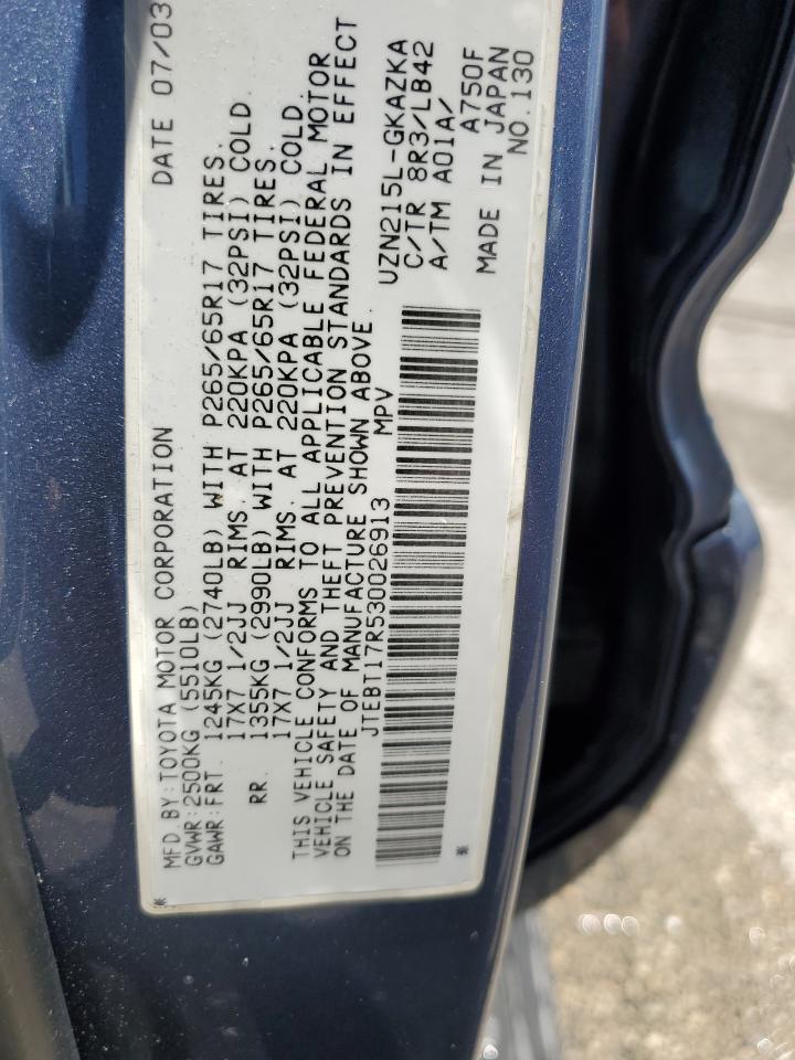 JTEBT17R530026913 2003 Toyota 4Runner Limited