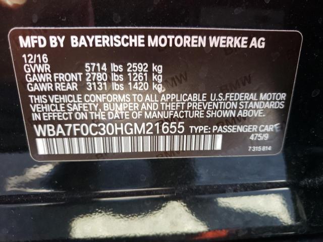 VIN WBA7F0C30HGM21655 2017 BMW 7 Series, 750 I no.12