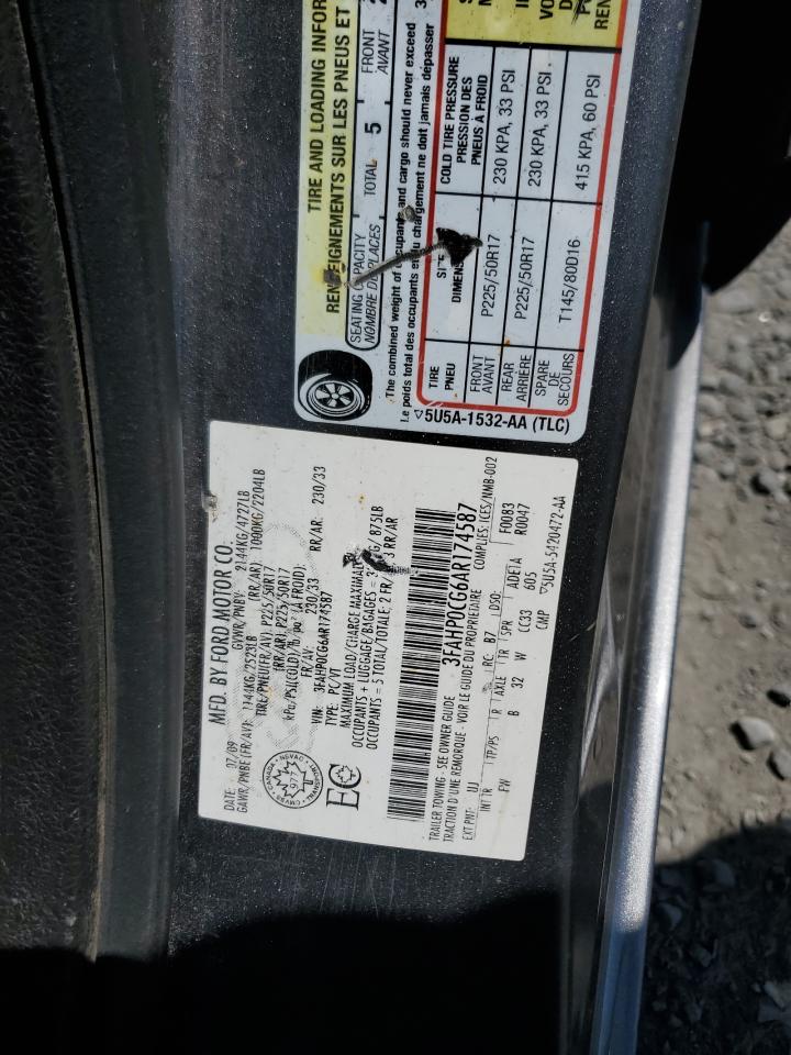 3FAHP0CG6AR174587 2010 Ford Fusion Sel