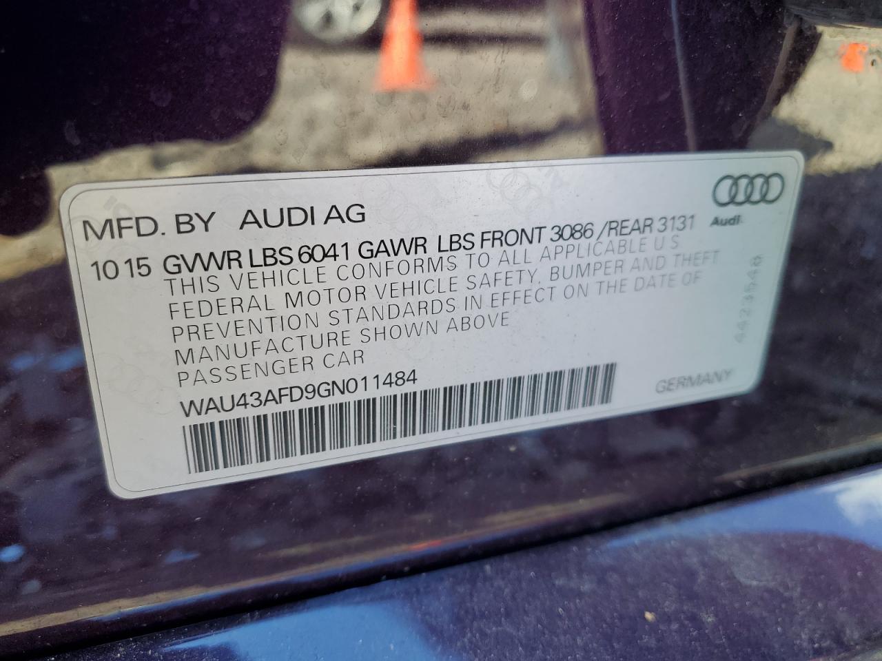 WAU43AFD9GN011484 2016 Audi A8 L Quattro