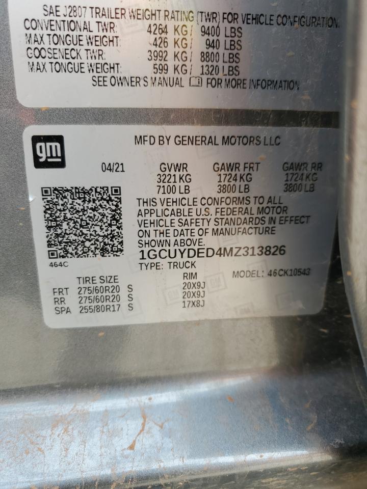 1GCUYDED4MZ313826 2021 Chevrolet Silverado K1500 Lt