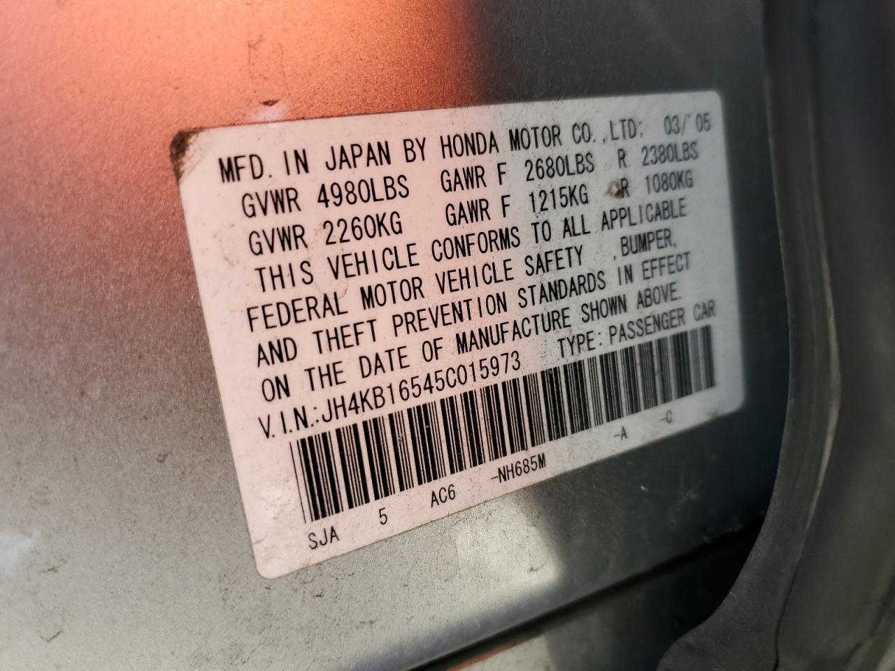 JH4KB16545C015973 2005 Acura Rl