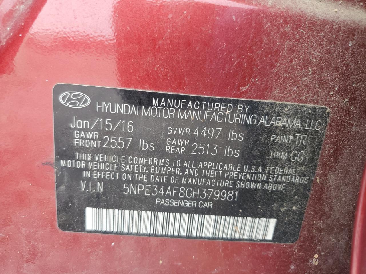 5NPE34AF8GH379981 2016 Hyundai Sonata Sport