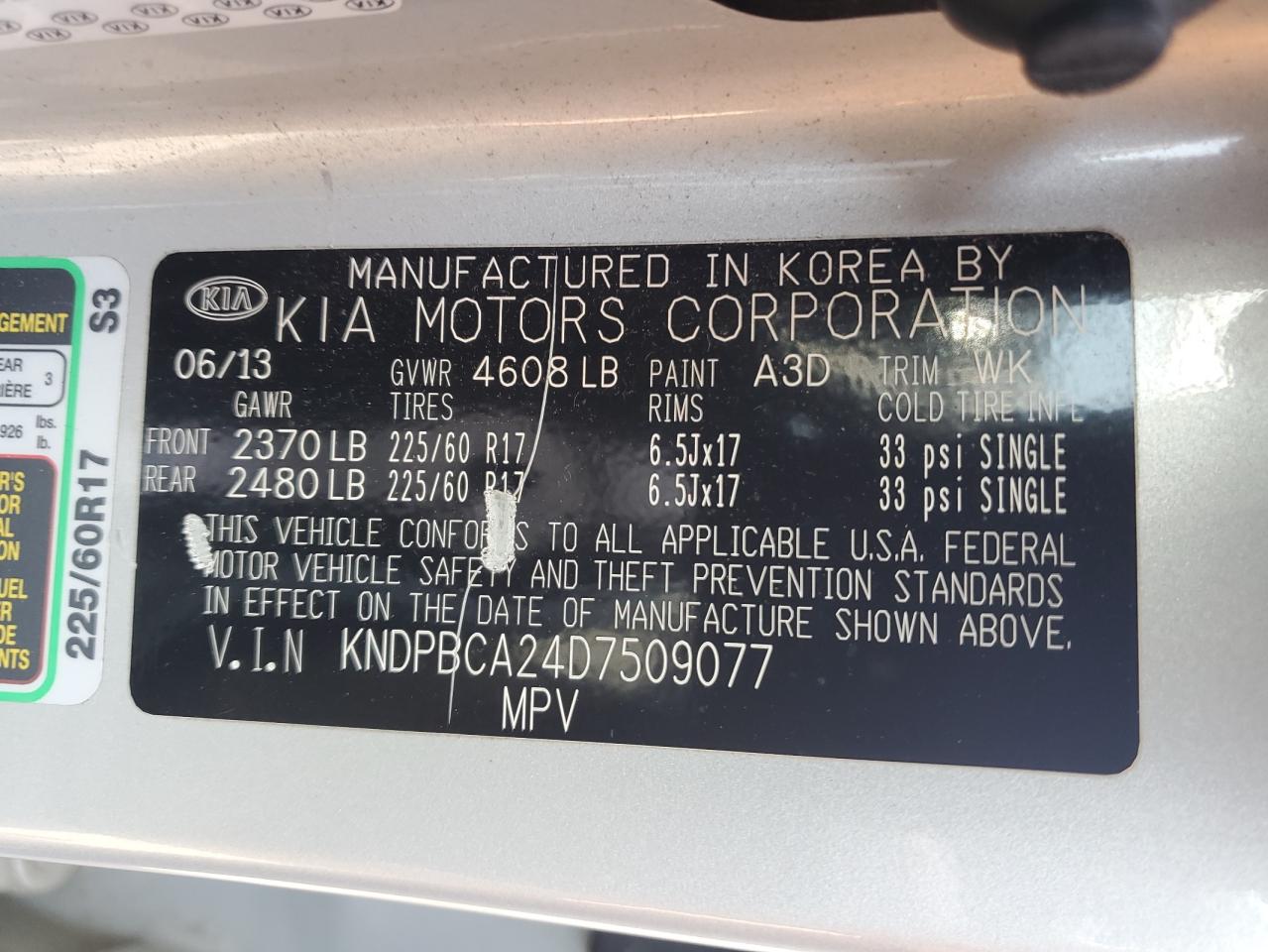 KNDPBCA24D7509077 2013 Kia Sportage Lx