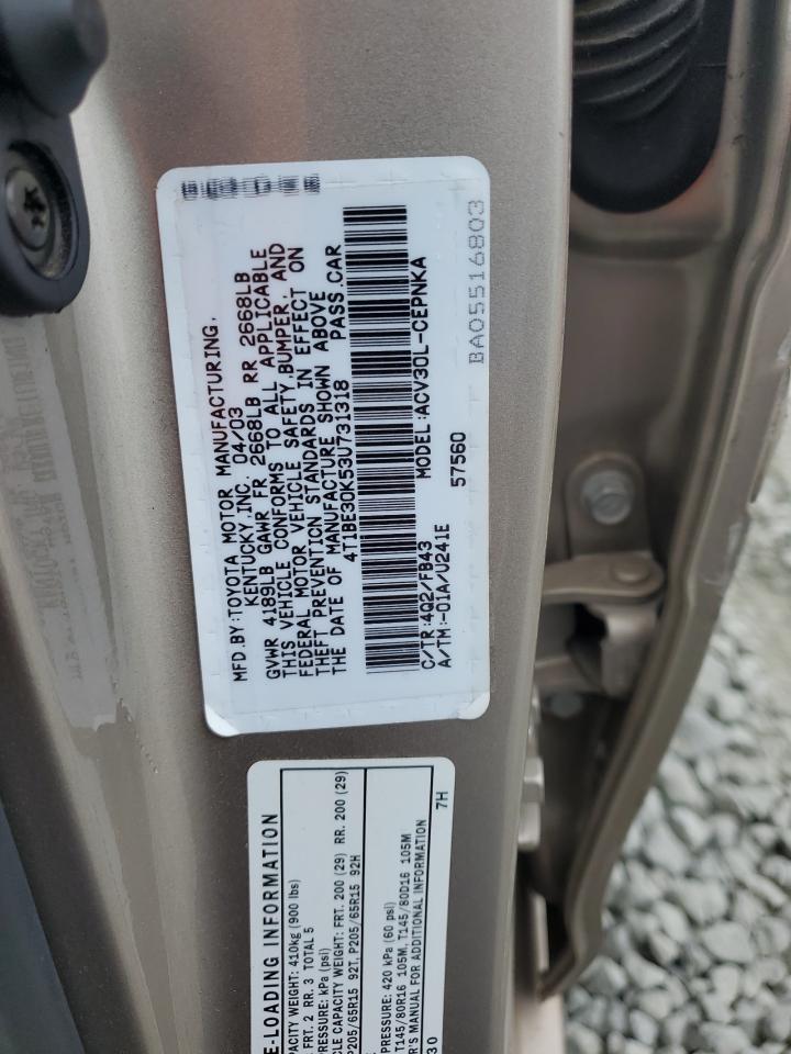 4T1BE30K53U731318 2003 Toyota Camry Le